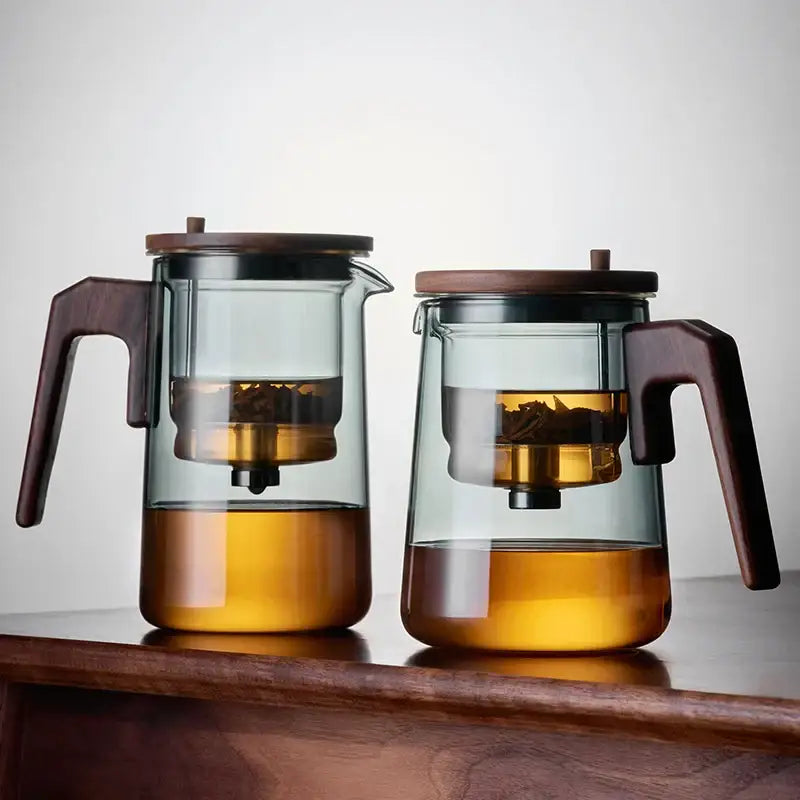 Glass Wood Handle 750ml Filter Kettle