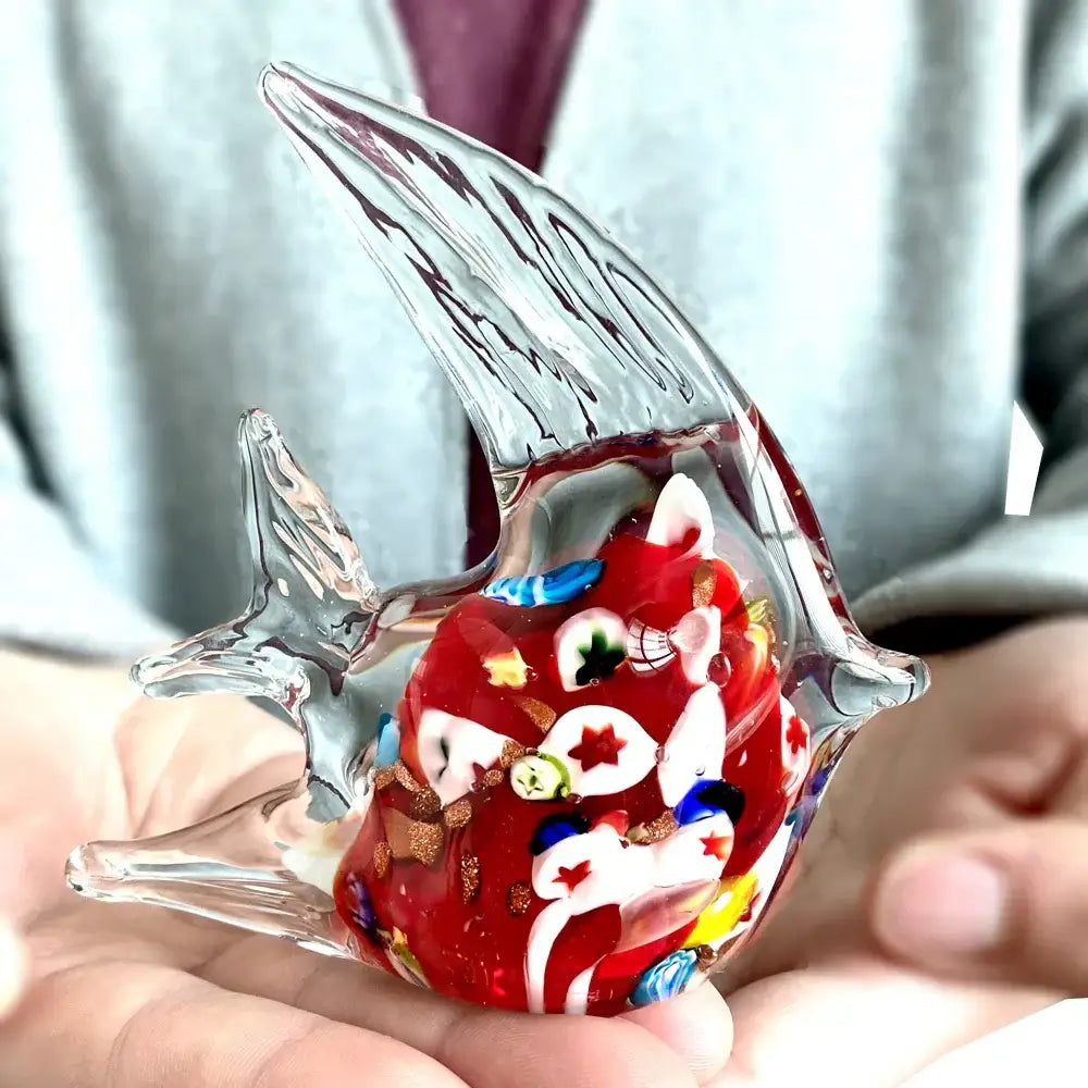 Red Glass Fish Figurines
