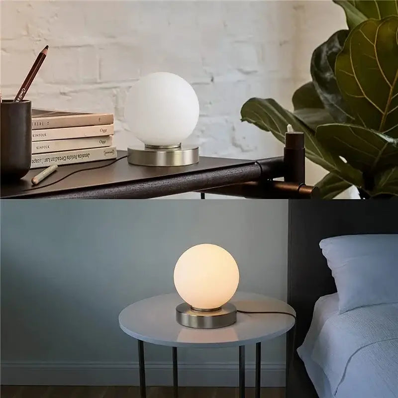 USB Frosted Glass Bedside Lamp