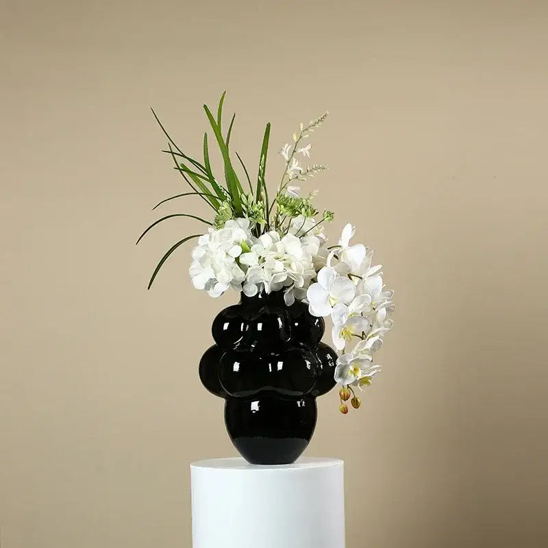 Black Geometric Glossy Tabletop Vase