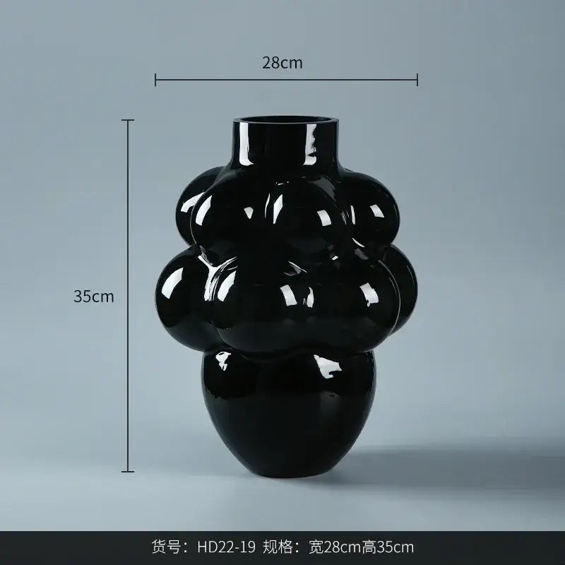 Black Geometric Glossy Tabletop Vase