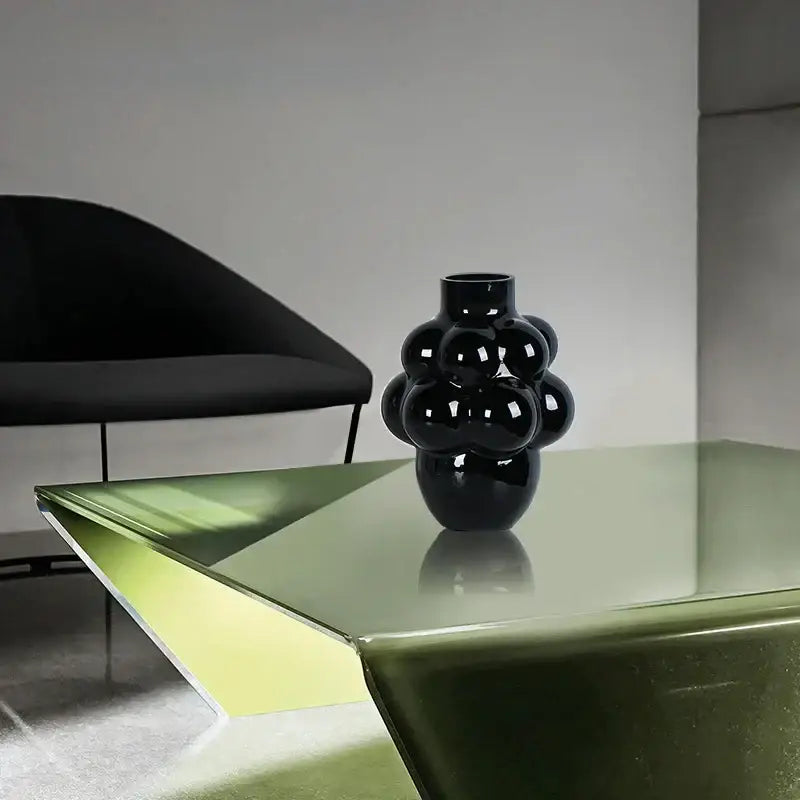 Black Geometric Glossy Tabletop Vase