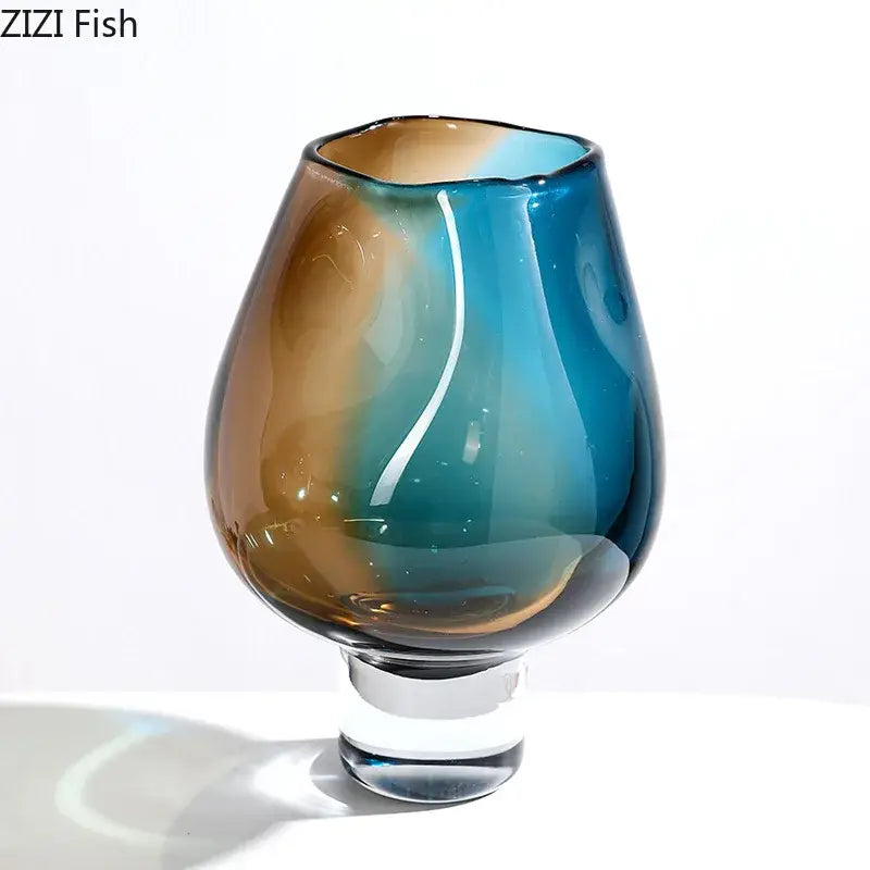 Amber Teal Hydroponic Vase