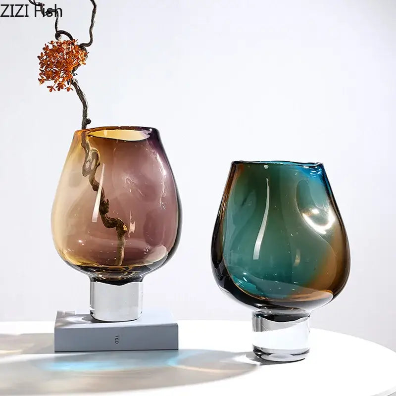 Amber Teal Hydroponic Vase