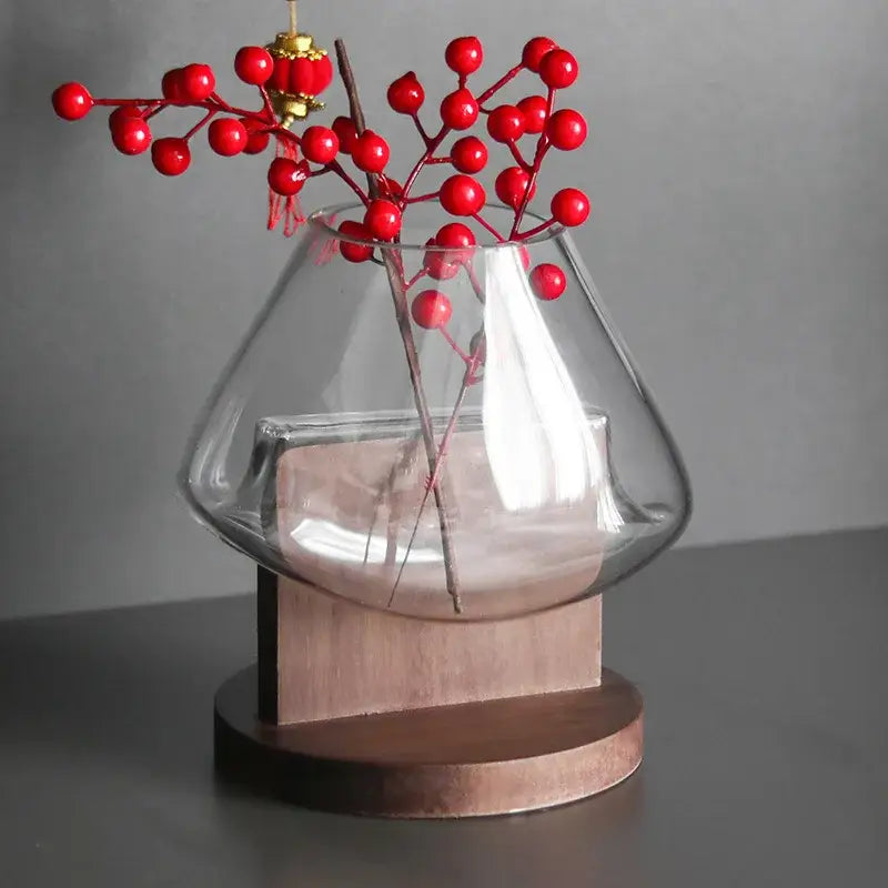 Clear Glass Wood Vase