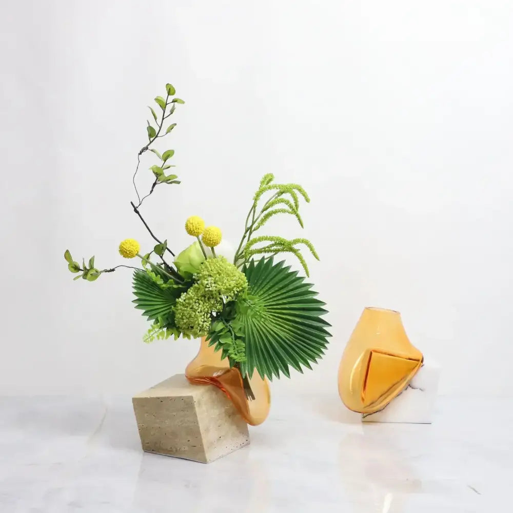 Amber Glass Marble Vase