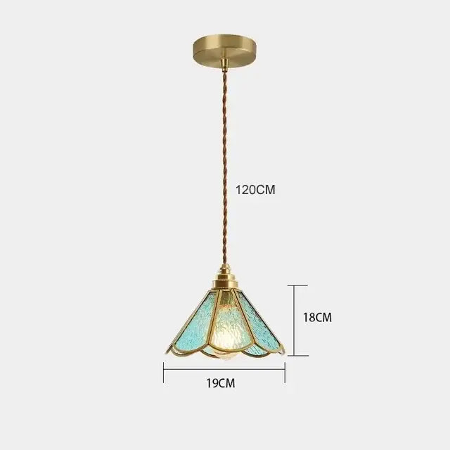 Teal Glass Vintage Kitchen Pendant Light
