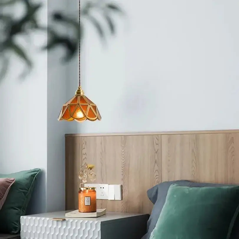 Teal Glass Vintage Kitchen Pendant Light