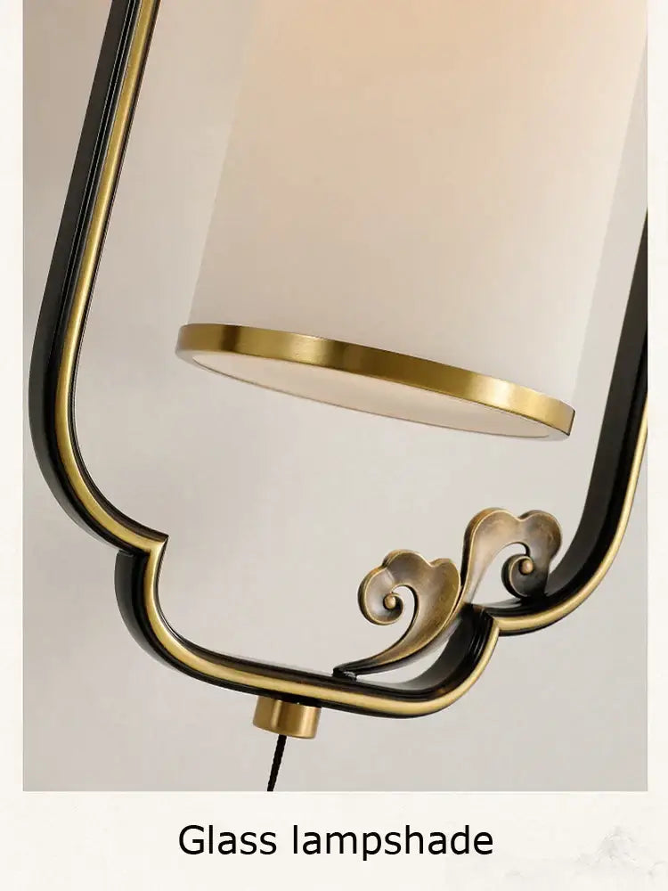 Brass Frosted Glass Living Room Wall Lamp