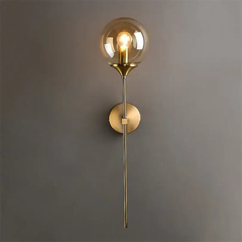 Brass Smoked Glass Bedroom Wall Lamp