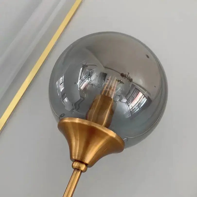Brass Smoked Glass Bedroom Wall Lamp