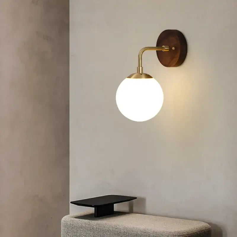 Walnut Brass Wall Fixture