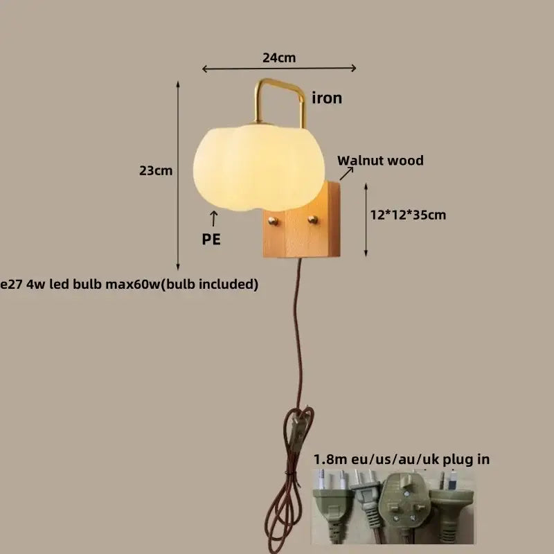 Walnut Brass Wall Fixture