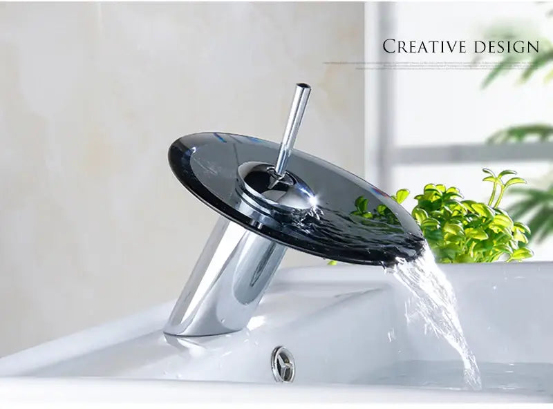 Chrome Glass Waterfall Faucet