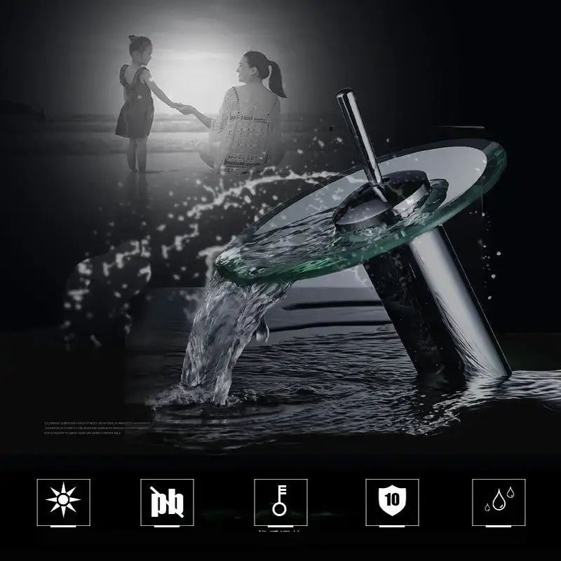 Chrome Glass Waterfall Faucet