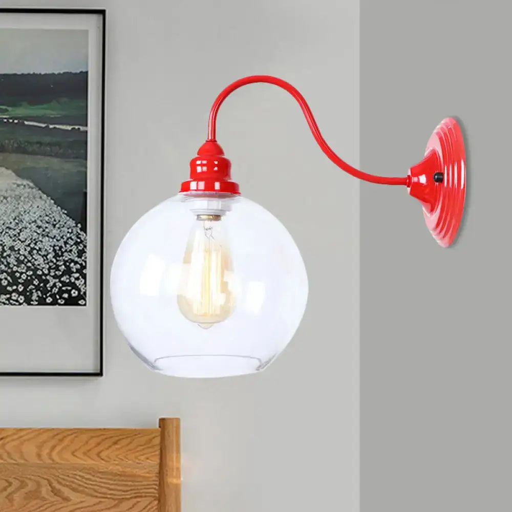 Red Glass Globe Wall Sconce