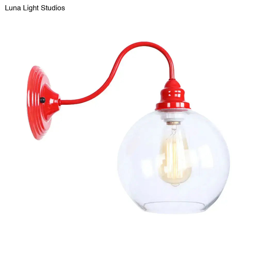 Red Glass Globe Wall Sconce