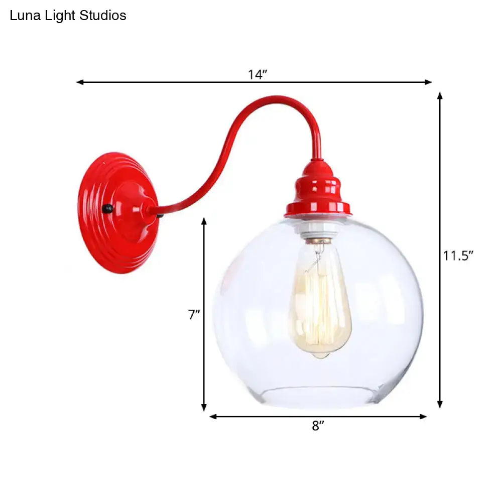 Red Glass Globe Wall Sconce