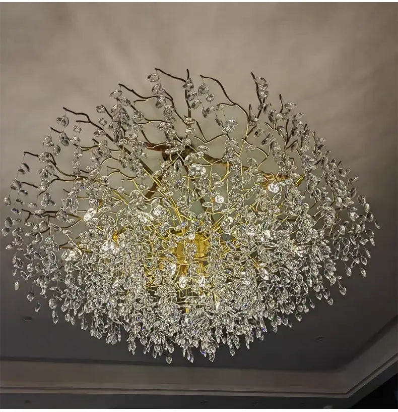 Gold Crystal LED Chandelier Adjustable Height
