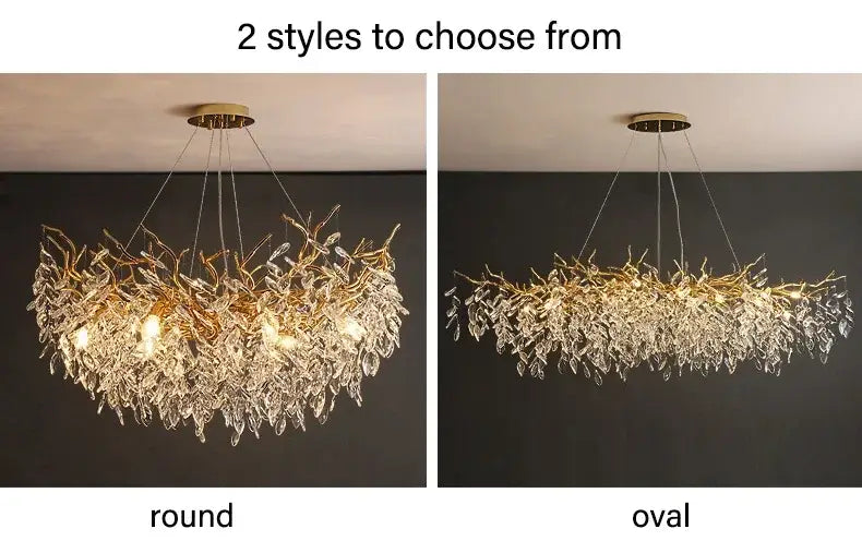 Gold Crystal LED Chandelier Adjustable Height