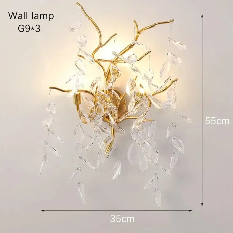 Gold Crystal LED Chandelier Adjustable Height
