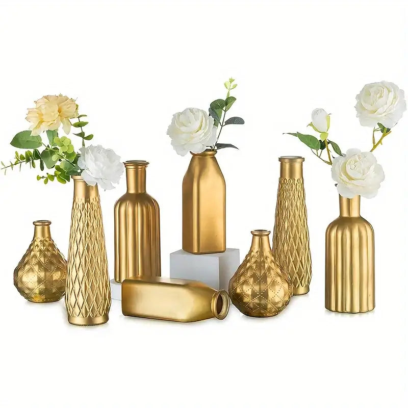 Gold Textured Glass Vase Set