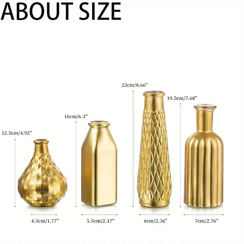 Gold Textured Glass Vase Set