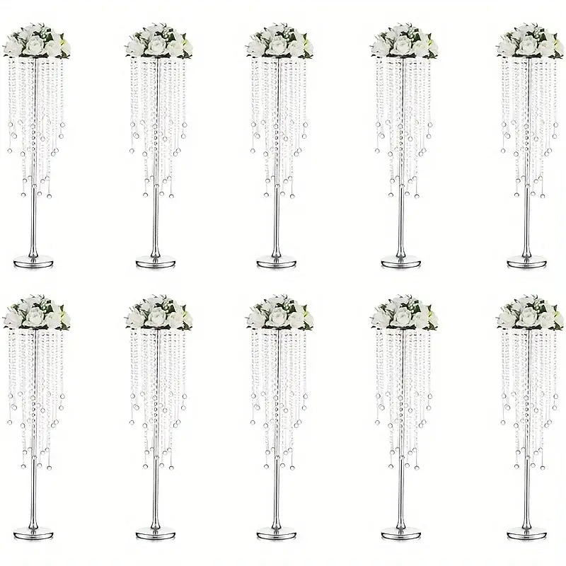 Sparkling Gold Crystal Metal Vase Set