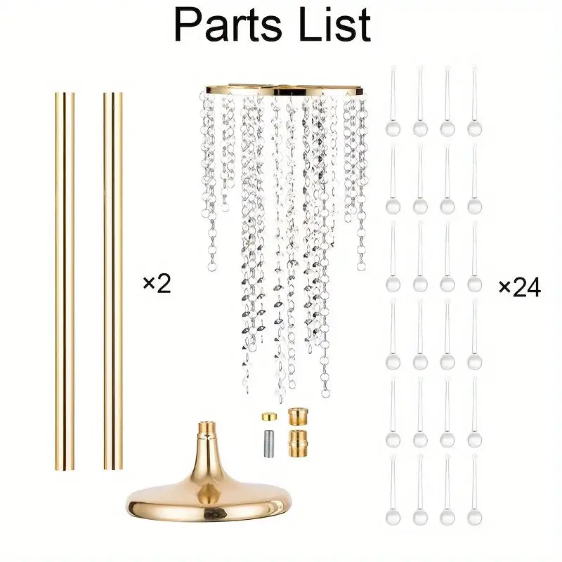 Sparkling Gold Crystal Metal Vase Set