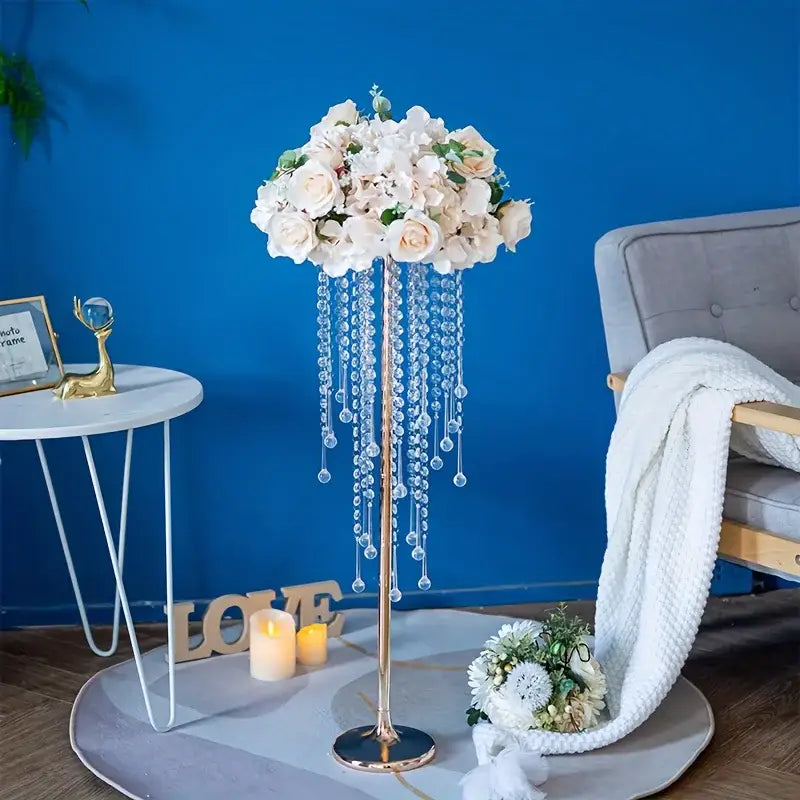 Sparkling Gold Crystal Metal Vase Set