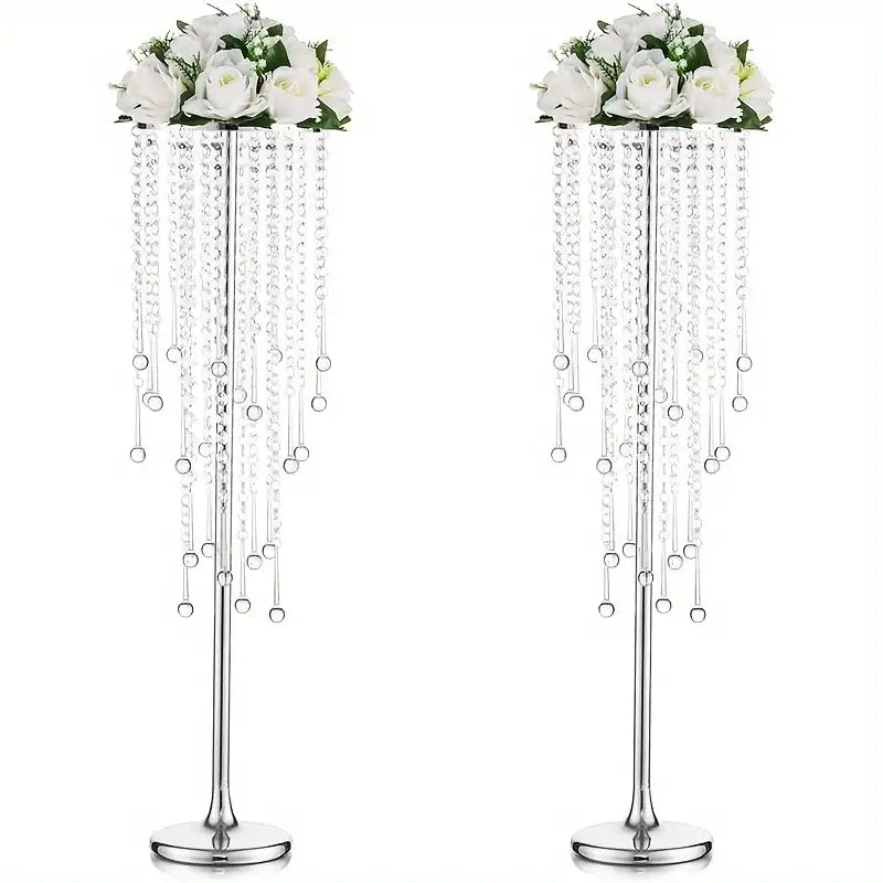 Sparkling Gold Crystal Metal Vase Set