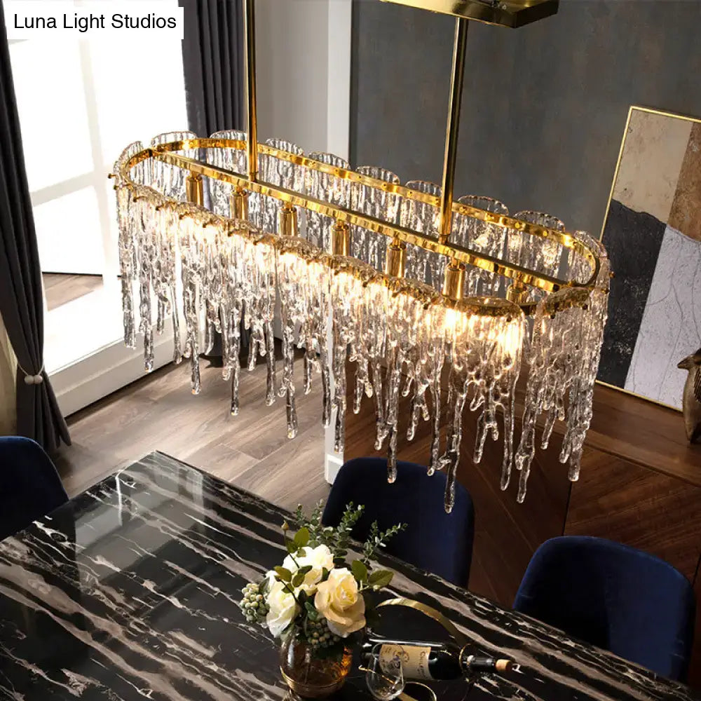Gold Crystal Oval Ceiling Light