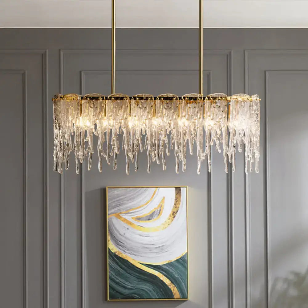 Gold Crystal Oval Ceiling Light
