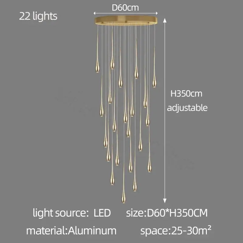 Gold Teardrop Duplex Chandelier