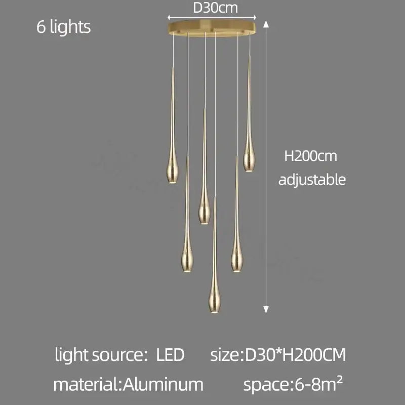 Gold Teardrop Duplex Chandelier