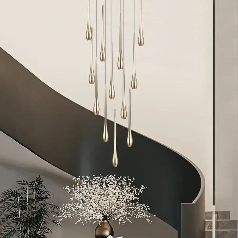 Gold Teardrop Duplex Chandelier
