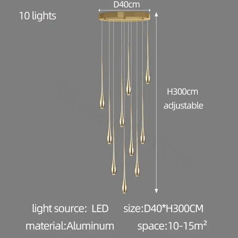 Gold Teardrop Duplex Chandelier