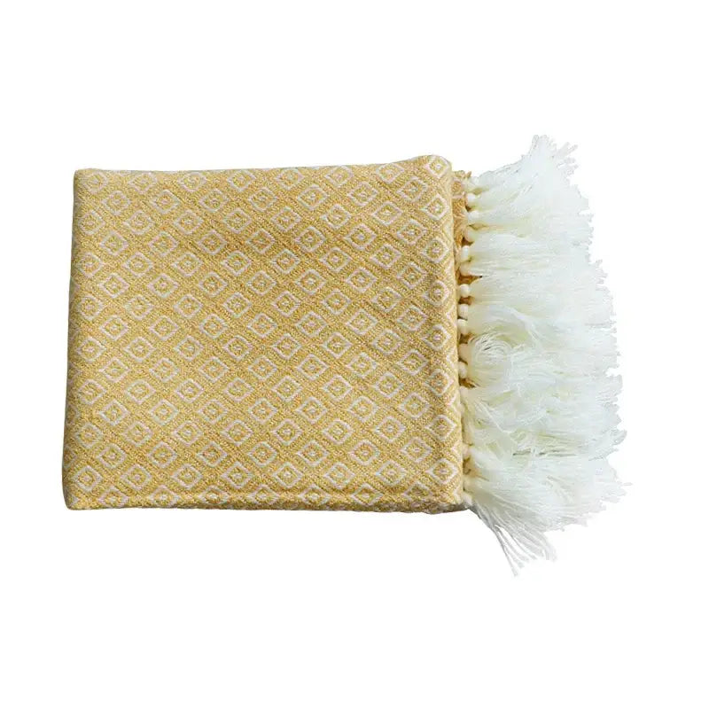 Gold Cream Geometric Throw