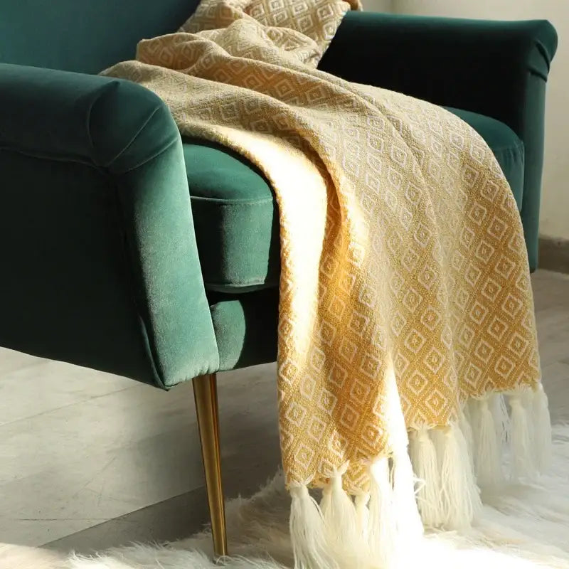 Gold Cream Geometric Throw