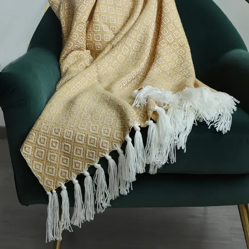 Gold Cream Geometric Throw