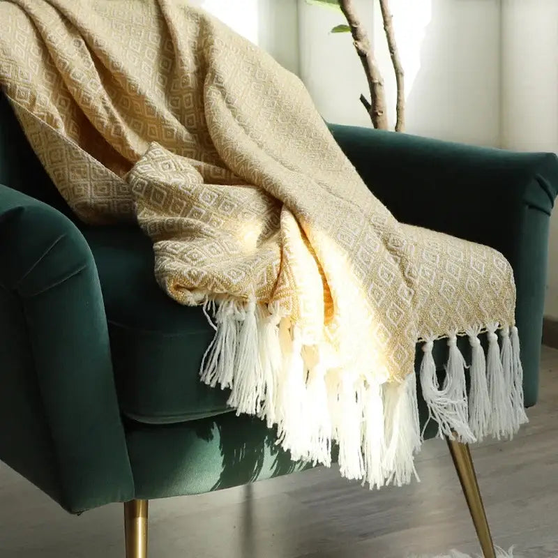 Gold Cream Geometric Throw