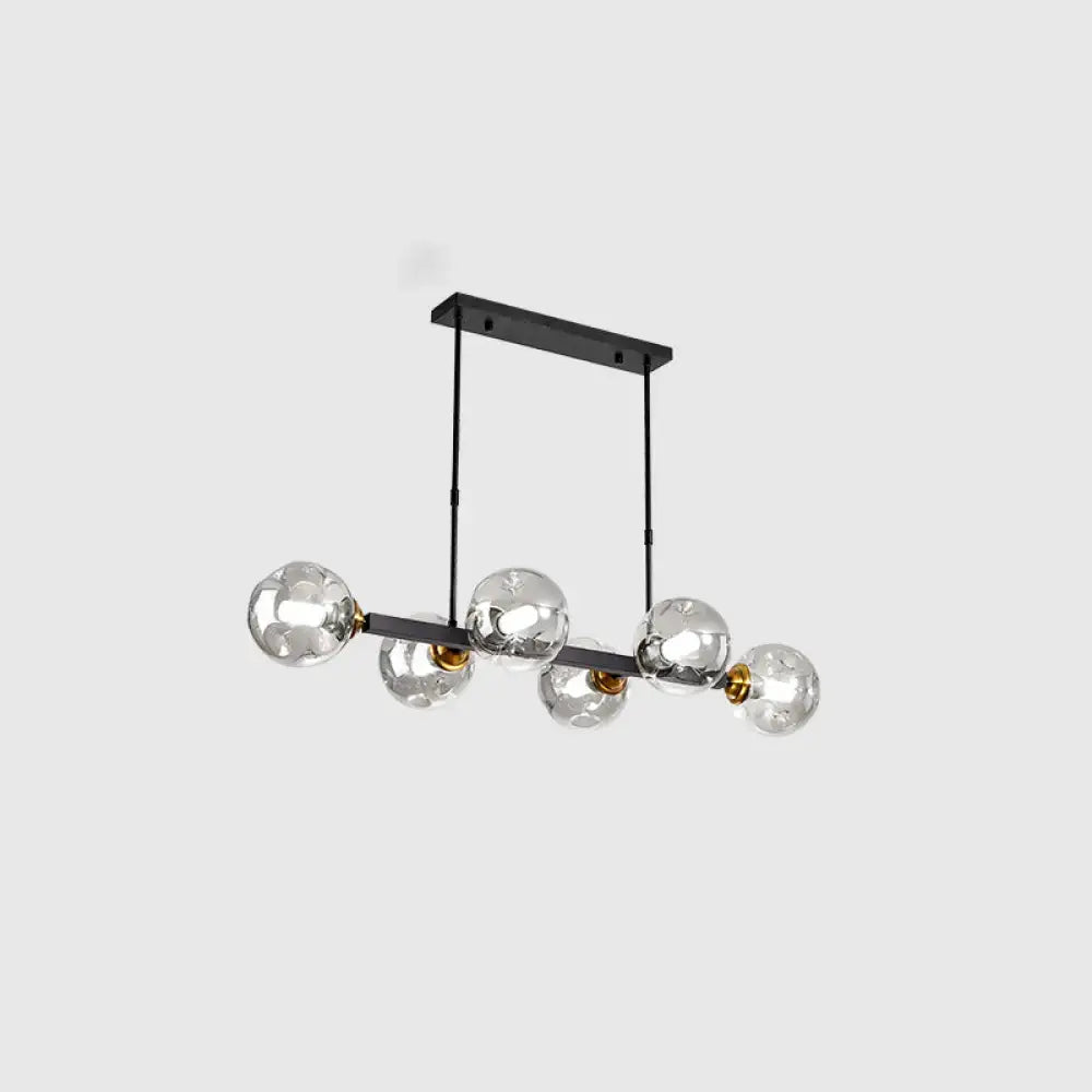 Black Gold Hand-Blown Glass Eight-Light Chandelier