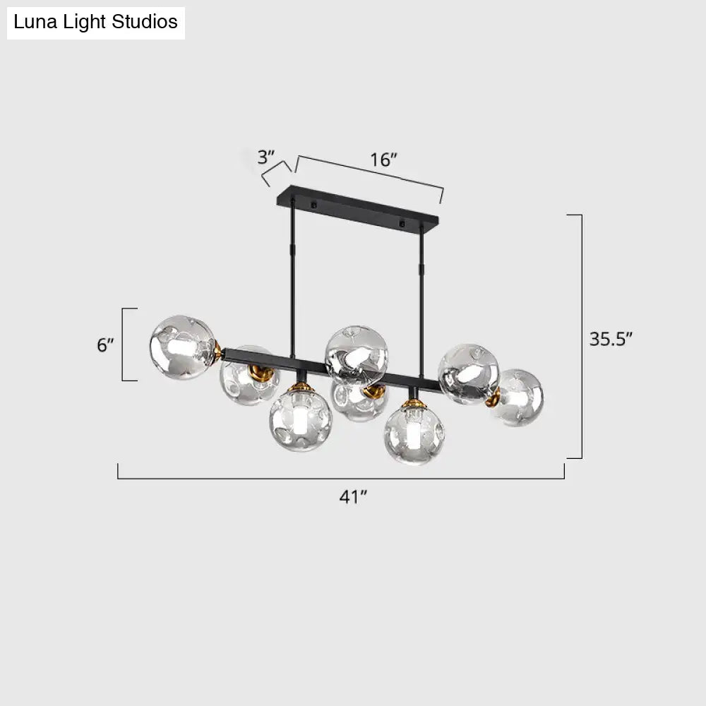 Black Gold Hand-Blown Glass Eight-Light Chandelier