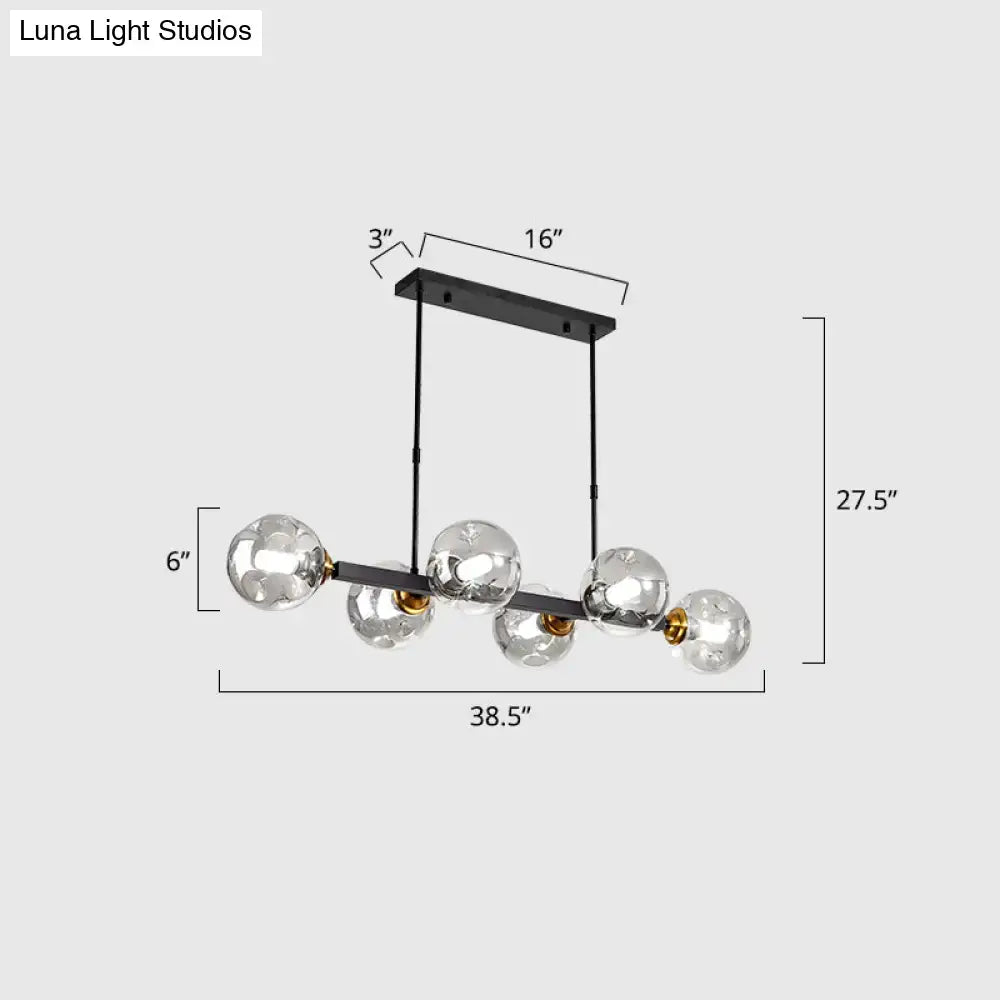 Black Gold Hand-Blown Glass Eight-Light Chandelier