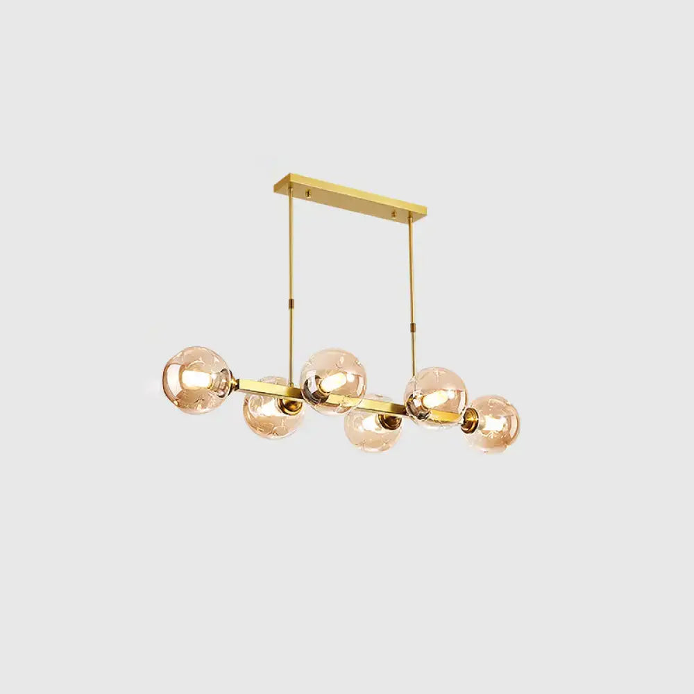 Black Gold Hand-Blown Glass Eight-Light Chandelier