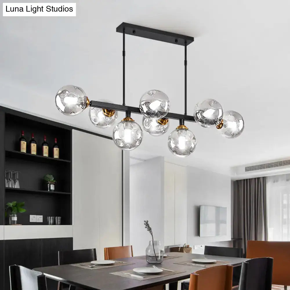 Black Gold Hand-Blown Glass Eight-Light Chandelier