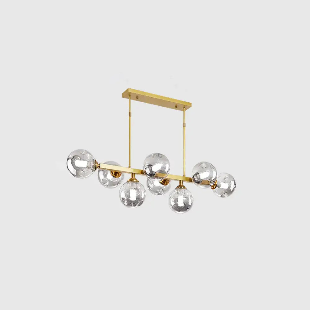 Black Gold Hand-Blown Glass Eight-Light Chandelier