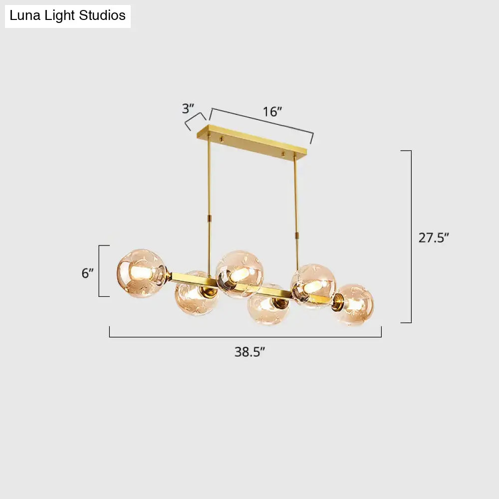Black Gold Hand-Blown Glass Eight-Light Chandelier