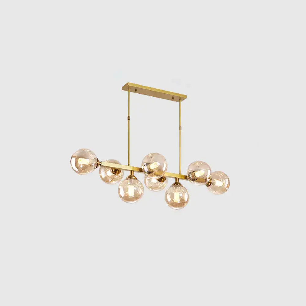 Black Gold Hand-Blown Glass Eight-Light Chandelier