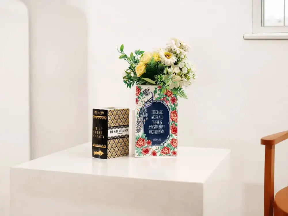 Navy Ceramic Book Vase